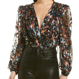 Ronny Kobo Mika Plunge Neck Bodysuit